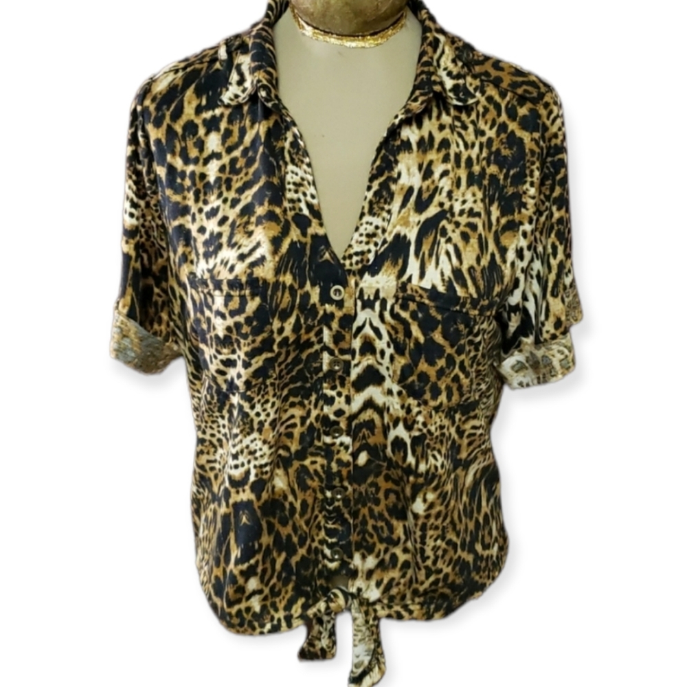Roommates Cheetah Print Blouse Size 1X